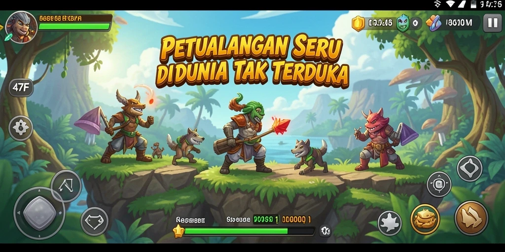 Screenshot gameplay 47F menampilkan eksplorasi dunia petualangan yang mendebarkan.