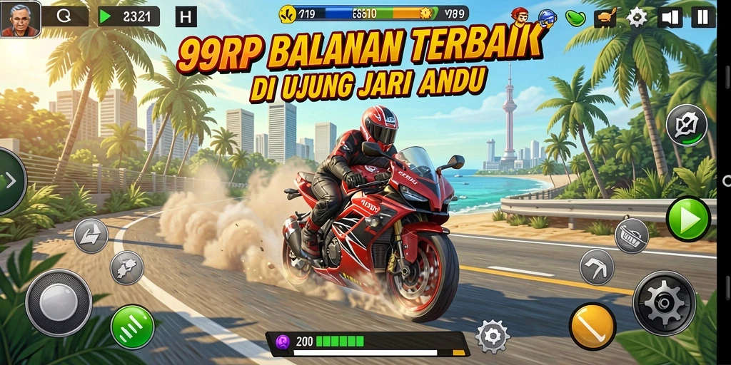 Tampilan mendebarkan dari balapan motor di 99RP.