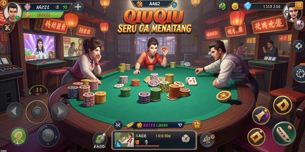 Screenshot utama AA62 menampilkan gameplay QiuQiu yang menegangkan.