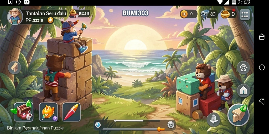 Tampilan gameplay BUMI303 yang seru dan menantang.