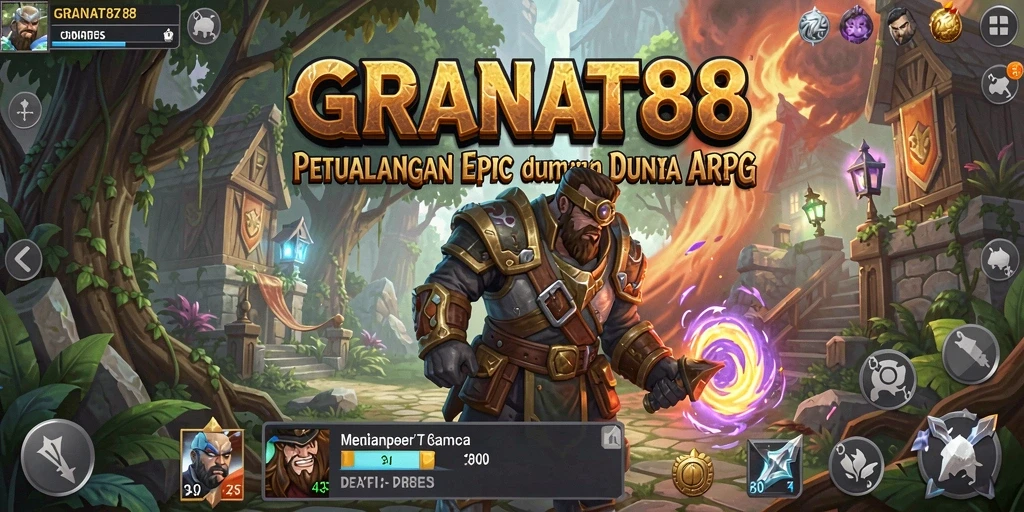 Screenshot gameplay ARPG dari GRANAT88 yang menunjukkan aksi pertempuran yang mendebarkan.