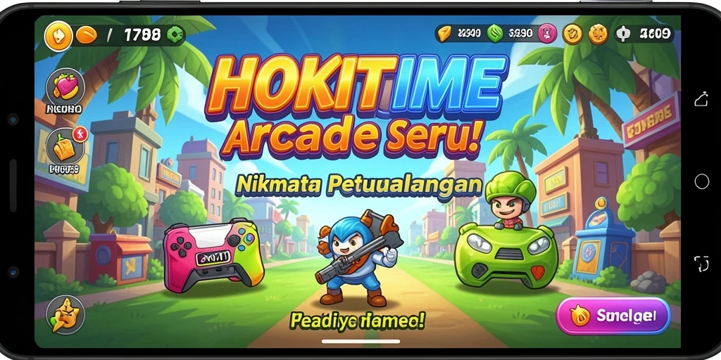 Tampilan gameplay menakjubkan HOKITIME yang penuh warna dan seru.