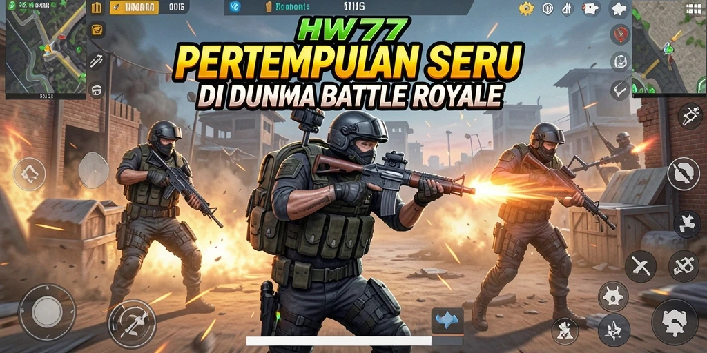 Tangkapan layar gameplay HW777 yang menampilkan aksi Battle Royale yang mendebarkan.