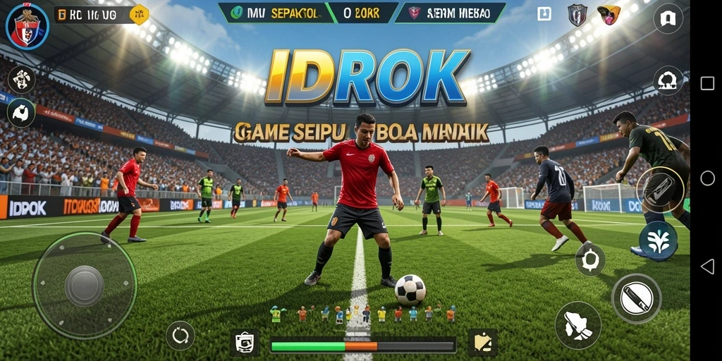 Tampilan gameplay <strong>IDROK</strong> yang menarik saat pertandingan sepak bola.