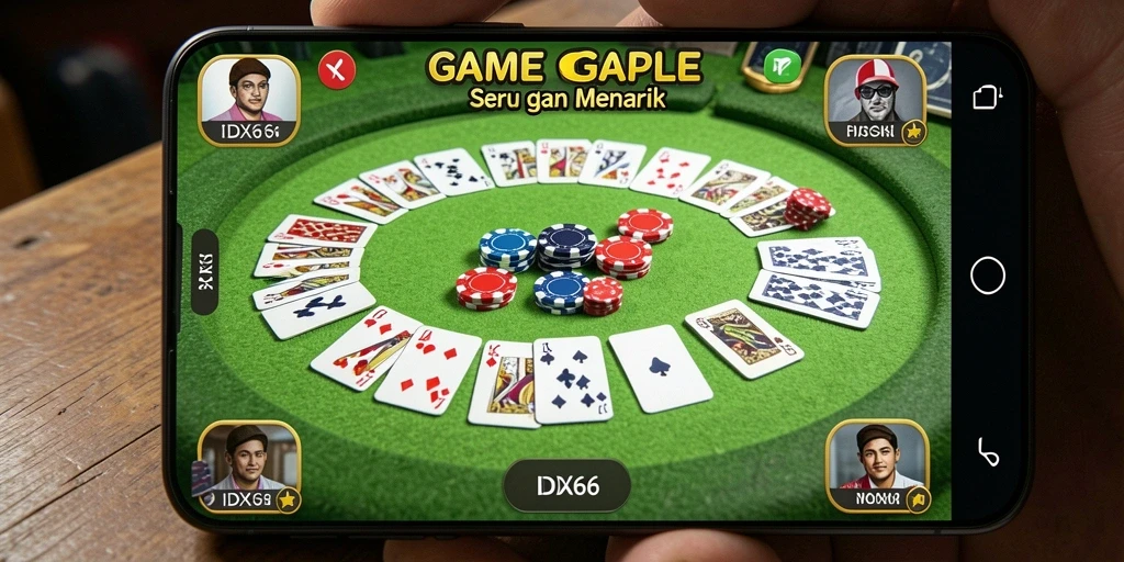 Screenshot gameplay <strong>IDX66</strong> menampilkan suasana seru bermain Gaple.
