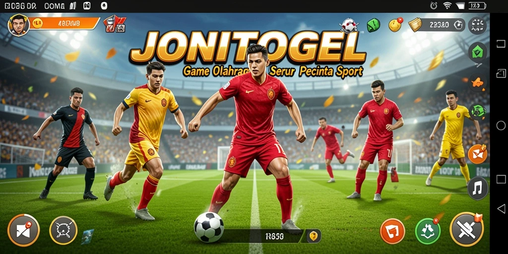 Tampilan gameplay JONITOGEL dengan grafik olahraga yang menarik.