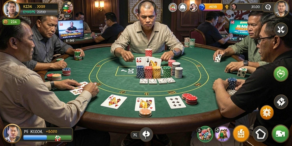 Screenshot gameplay K234 menampilkan aksi seru permainan Poker.