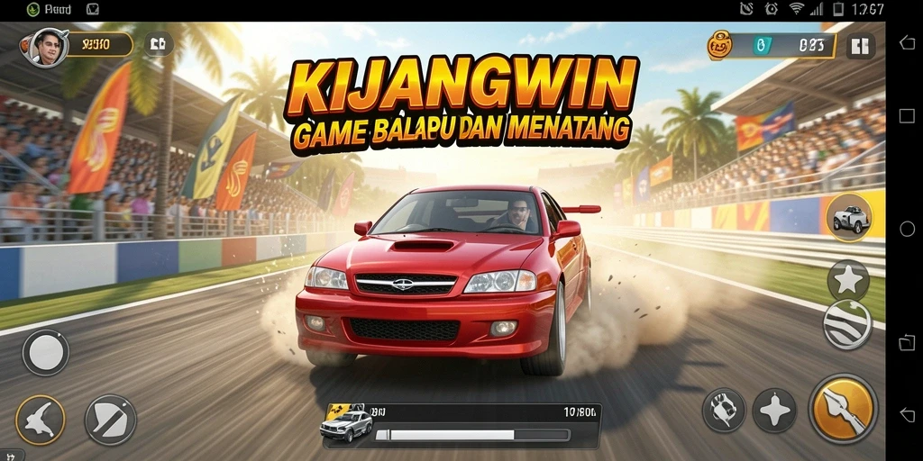 Tampilan keren gameplay balapan di KIJANGWIN.