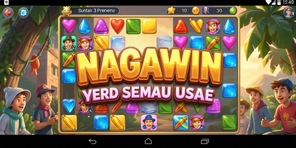 Tampilan screenshot dari gameplay seru NAGAWIN Match-3.