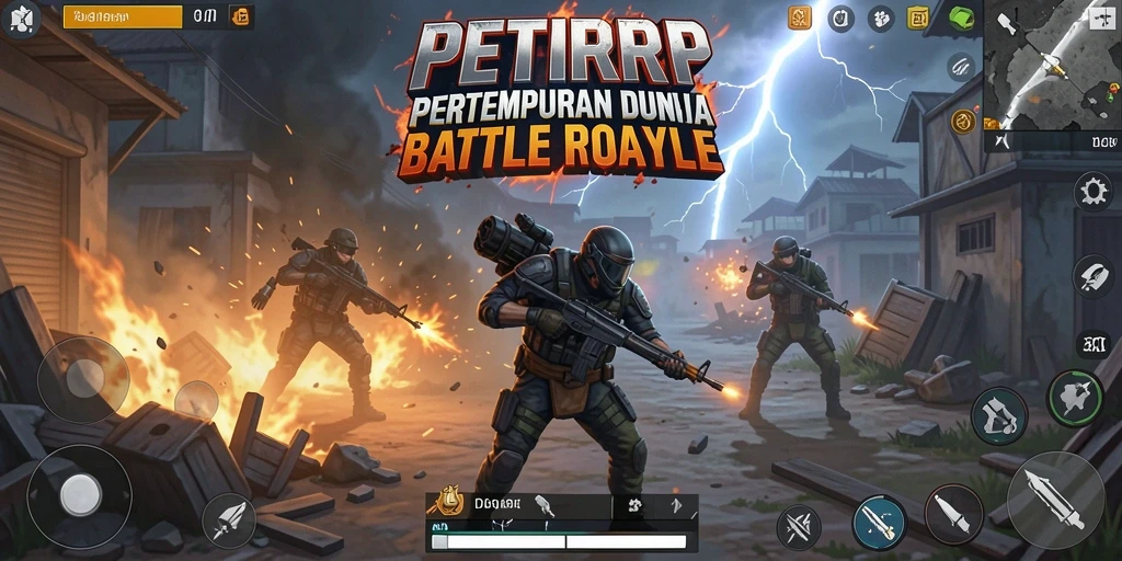 Gameplay PETIRRP yang mendebarkan dalam pertempuran Battle Royale.