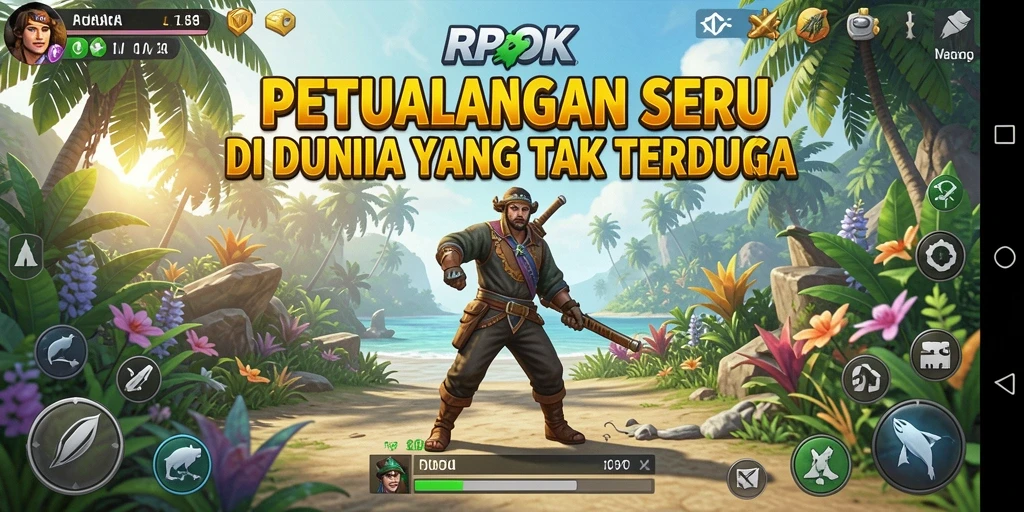 Tangkapan layar RPOK menunjukkan karakter menjelajahi hutan yang misterius.