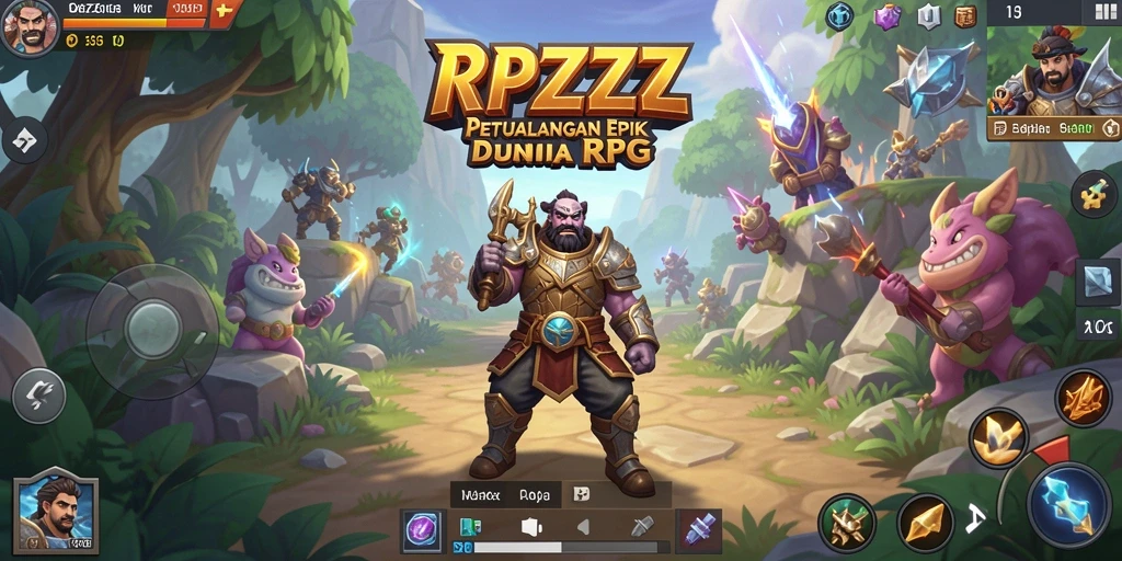 Screenshot RPZZZ menampilkan pertarungan epik dalam dunia RPG.