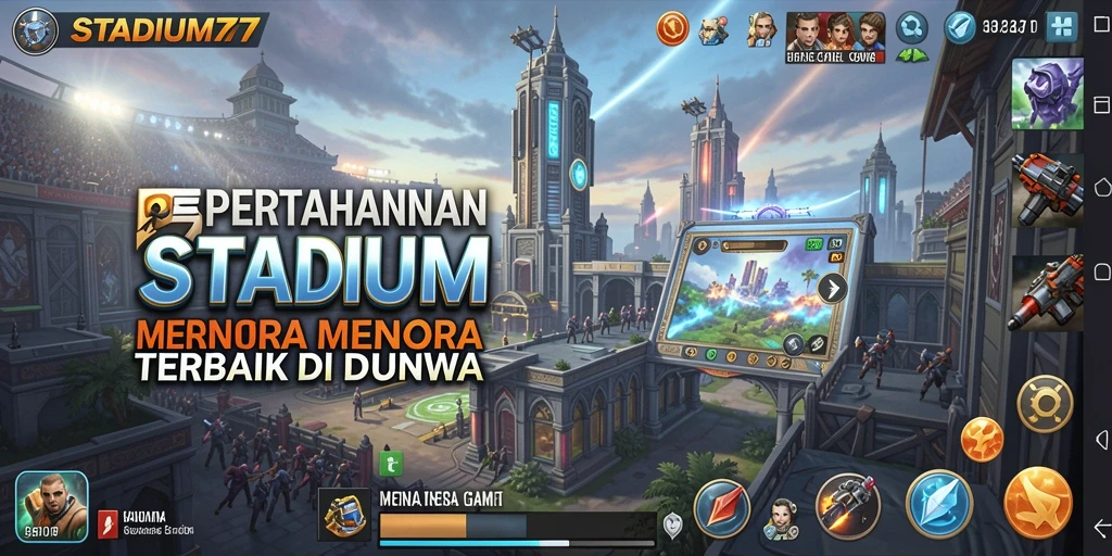 Tampilan gameplay STADIUM77 yang menegangkan dalam Tower Defense.