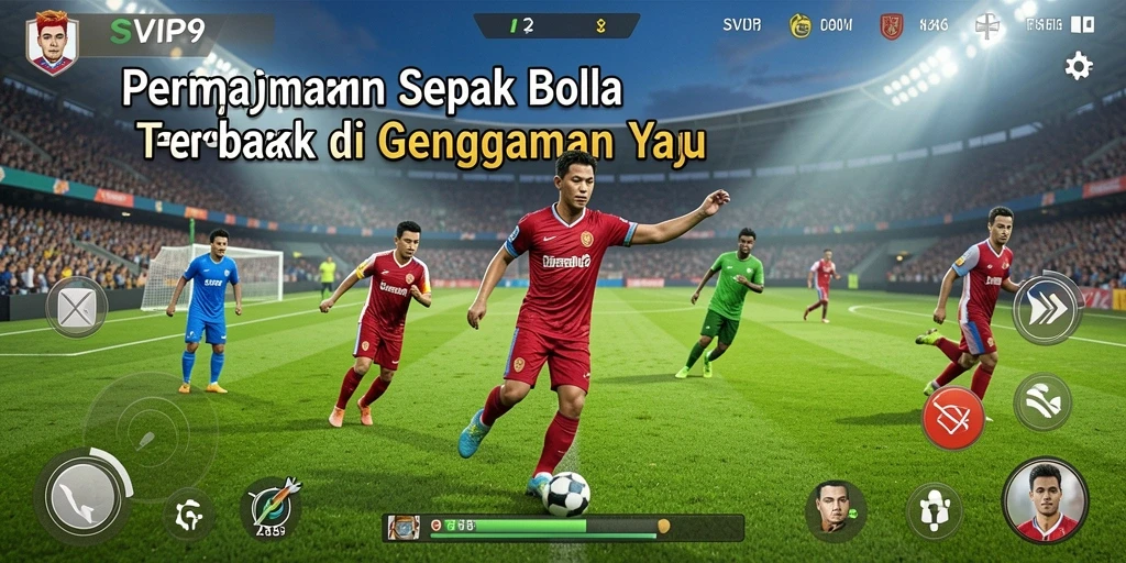 Tangkapan layar gameplay SVIP9 menampilkan pertandingan sepak bola yang mendebarkan.