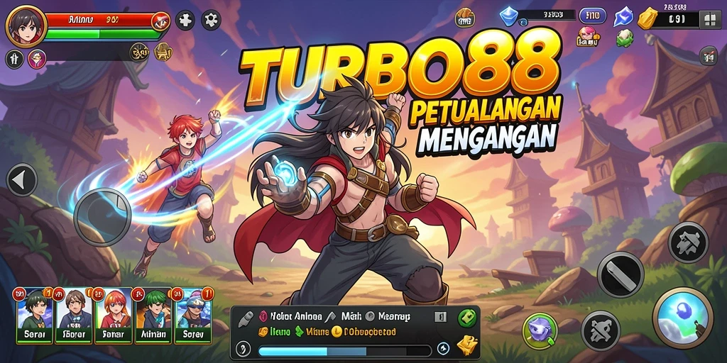Tampilan gameplay TURBO88 yang penuh aksi dan warna-warni.
