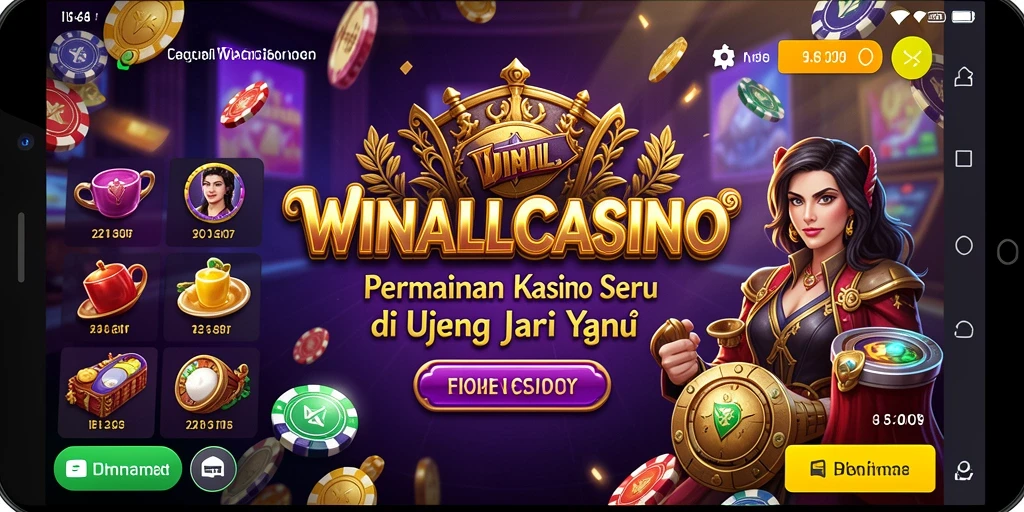 Screenshot gameplay WINALLCASINO menunjukkan pengalaman bermain Kasino yang komprehensif.