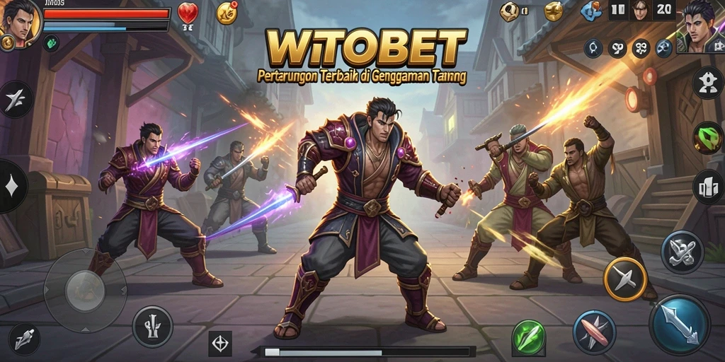 Screenshot utama dari gameplay yang menampilkan aksi pertarungan intens.